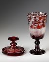 A BOHEMIAN RED GLASS GOBLET, LATE 19TH CENTURY