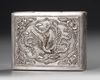 A CHINESE SILVER BOX WITH A BAS RELIEF FIGURE OF A PHOENIX, 19TH CENTURY