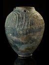 A POST SASSANIAN TURQUOISE GLAZED POTTERY STORAGE JAR, IRAN OR IRAQ, 7TH-8TH CENTURY
