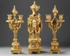 A FRENCH ORMOLU CLOCK SET, NAPOLEON III STYLE, 19TH CENTURY