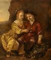 PAINTING OF A COURTING BOY AND GIRL