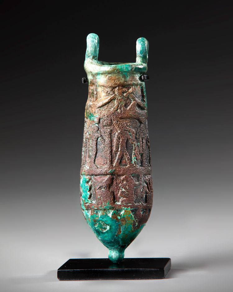 AN EGYPTIAN BRONZE SITULA, PTOLEMAIC PERIOD, CIRCA 304-30 B.C.