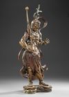 A JAPANESE GUARDIAN OF THE TEMPLE – A BRONZE NYO FIGURE,MEIJI PERIOD,1868-1912