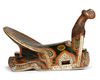A LACQUERED AND BONE DECORATED WOOD SADDLE, UZBEKISTAN, 19TH CENTURY