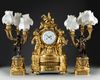 AN IMPORTANT GILT BRONZE CLOCK SET, FRANCE, 19TH CENTURY