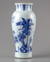 A Chinese blue and white 'Zhong Kui' slender vase