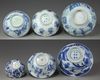 Six Chinese blue and white bowls