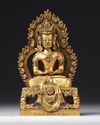 A CHINESE GILT BRONZE SEATED FIGURE OF BUDDHA AMITAYUS