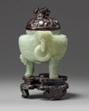 A Chinese pale celadon jade censer