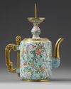 A CHINESE BEIJING-ENAMEL TURQUOISE-GROUND' PHOENIX AND PEONY' TEAPOT