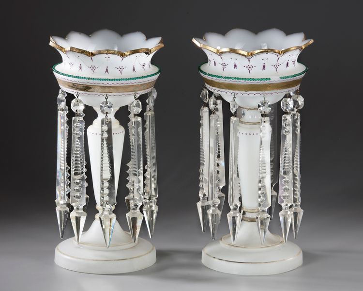 A PAIR OF PINEAPPLE CUPS IN WHITE OPALINE, NAPOLEON III PERIOD, LATE 19TH CENTURY