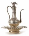 AN OTTOMAN SILVER LOBED EWER AND BASIN, 900 SILVER, 19TH CENTURY