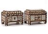 TWO OTTOMAN MOTHER-OF-PEARL AND TORTOISESHELL INLAID WOOD JEWELLERY BOXES, TURKEY, 18TH CENTURY