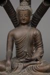 A VERY LARGE NEPALESE BRONZE SERPENT KING MUCHILINDA, FIRST HALF 20TH CENTURY