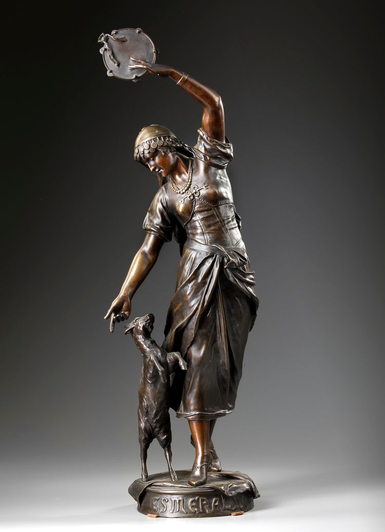 A LARGE BRONZE STATUE, 'ESMERALDA', BY EUGENE MARIOTON (1854-1933)
