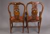 A PAIR OF CHINESE HARDWOOD CHAIRS WITH MARBLE BACKREST