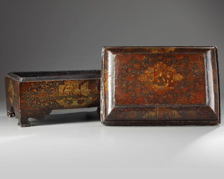 A rectangular lacquer Qajar box
