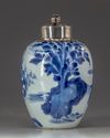 A Chinese blue and white silver mounted jar
