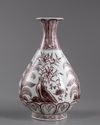 A CHINESE UNDERGLAZE COPPER-RED 'THREE FRIENDS OF WINTER' PEAR-SHAPED VASE, YUHUCHUNPING