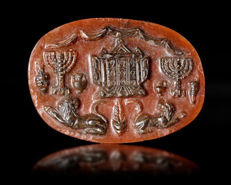 A SASSANIAN CAMEO SHOWING THE TORAH ARK AND RELATED JEWISH SYMBOLS, 5TH-6TH CENTURY AD