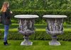 A PAIR LARGE COMPOSITION STONE GARDEN URNS, LATE 20TH CENTURY