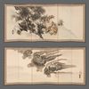 A PAIR OF LARGE SIX-PANEL JAPANESE SCREENS, DRAGON & TIGER, 1919