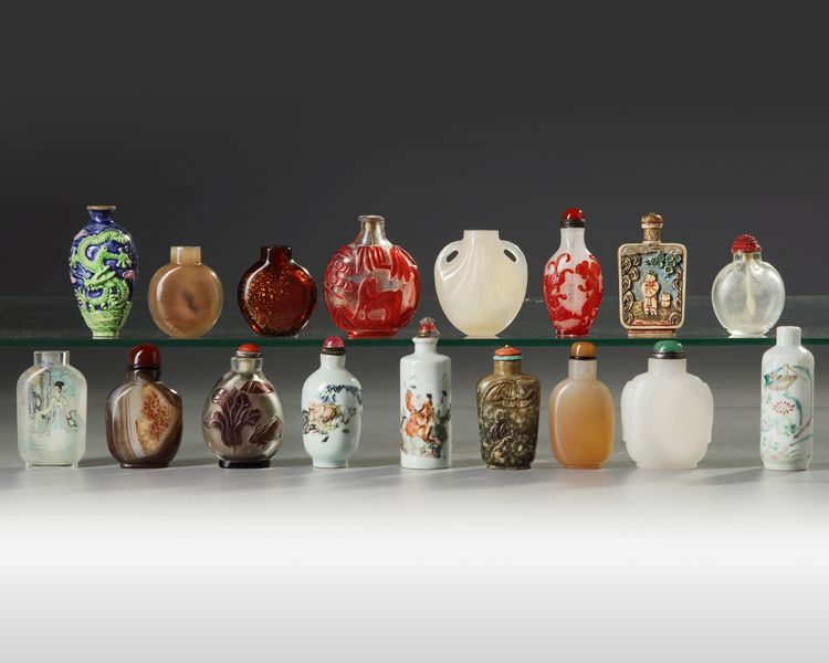 A GROUP OF SEVENTEEN CHINESE SNUFF BOTTLES
