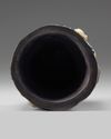 A Chinese hardstone-inlaid hardwood 'lingzhi' brush pot