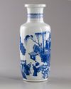 A CHINESE BLUE AND WHITE ROULEAU VASE