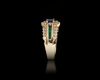 A 14 CARAT GOLD RING, EMERALD, SAPHIRE, DIAMOND
