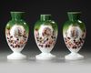 A SET OF THREE OPALINE VASES, FRANCE, 19TH CENTURY