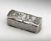 A POSSIBLY FRENCH NIELLO SILVER TOBACCO SNUFF BOX (19TH CENTURY), DECORATED WITH A HUNTING SCENE
