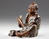 A JAPANESE BRONZE STATUE OF A SITTING MAN,MEIJI PERIOD (1868-1912)