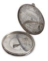 A SILVER PORTABLE FOLDABLE OTTOMAN QIBLA FINDER WITH COMPASS AND DOUBLE SUNDIAL, 19TH CENTURY