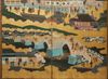 A Japanese Byobu-screen depicting famous views in Kyoto