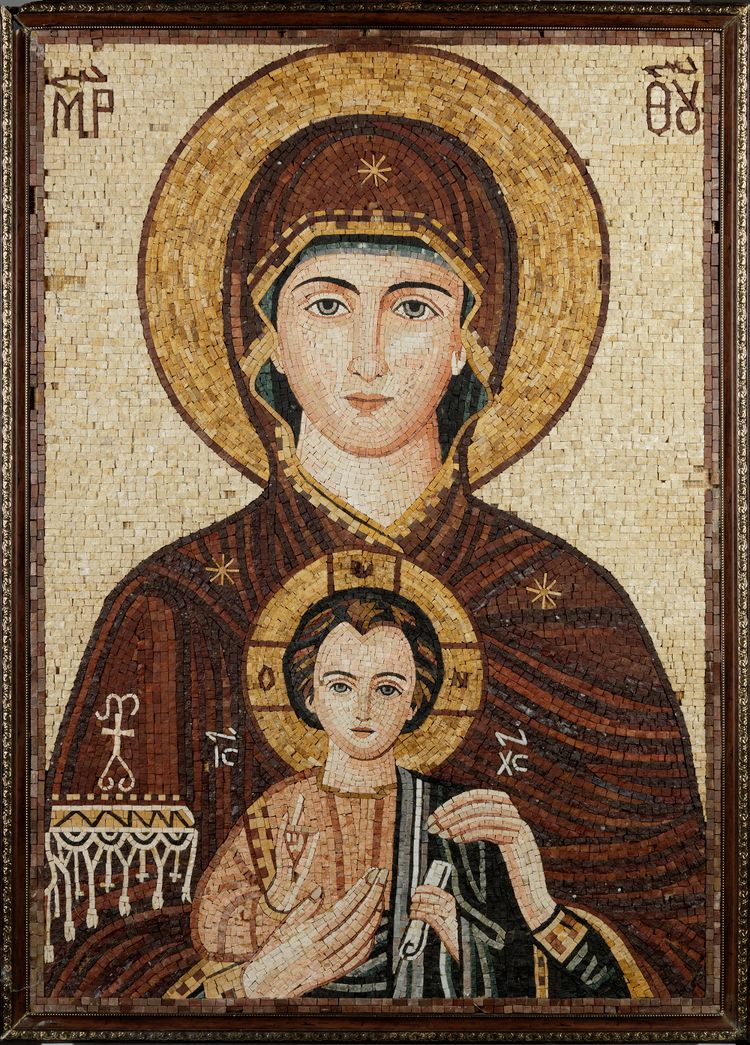 A RELIGIOUS MOSAIC ICON, 19TH-20TH CENTURY