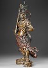 A JAPANESE GUARDIAN OF THE TEMPLE – A BRONZE NYO FIGURE,MEIJI PERIOD,1868-1912