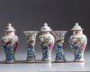 A small Chinese famille rose 'pheasant and peony' five-piece garniture