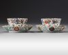 TWO PAIRS OF CHINESE FAMILLE VERTE CUPS AND SAUCERS, KANGXI PERIOD (1662-1722)