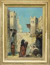 ORIENTALIST SCHOOL, FIGURES IN A STREET, OIL ON CANVAS, 20TH CENTURY