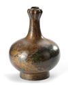 A CHINESE BRONZE GARLIC TOP VASE, HAN DYNASTY (206 BC-220 AD)
