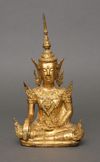 A THAI BRONZE GILDED SEATED BUDDHA, 20TH CENTURY