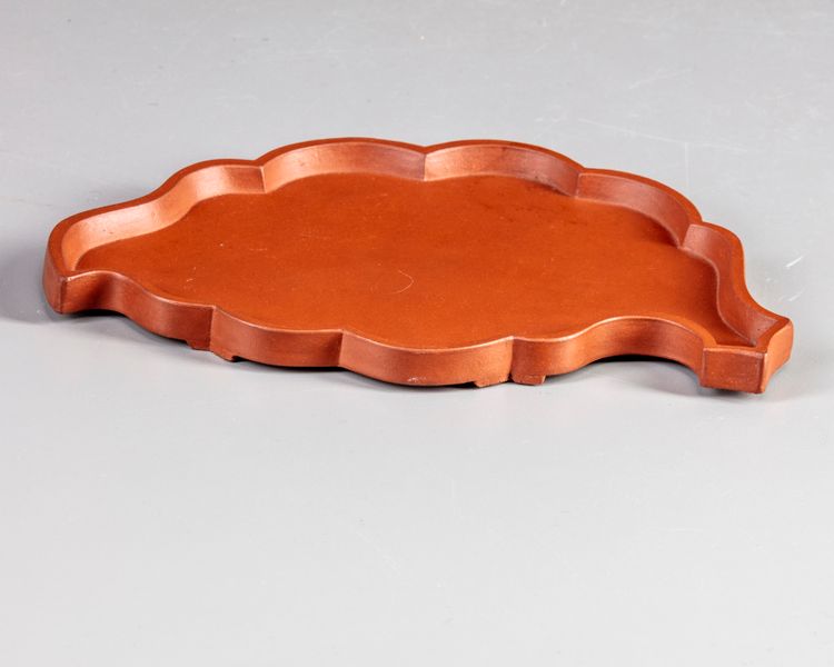 A Chinese Yixing leaf-form washer