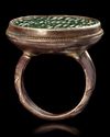 A JADE SEAL SILVER RING