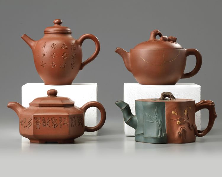 Four Chinese Yixing teapots