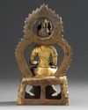 A CHINESE GILT BRONZE SEATED FIGURE OF BUDDHA AMITAYUS