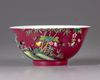 A ruby-ground famille rose bowl