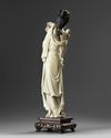 A large Chinese ivory carving of a lady