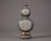 A Chinese white-jade plaque-inlaid cloisonne enamel double gourd vase