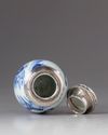 A blue and white silver mounted jar and cover